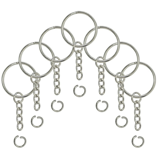 Silver Keyring Blanks Tone Key chains Key Split Rings 4 Link Chain 55mm 